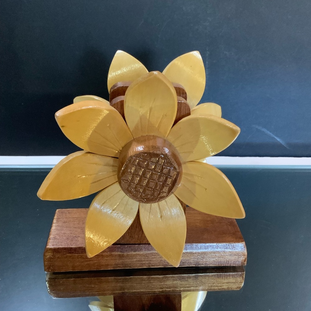 Vintage Wooden Sunflower Napkin Holder Handmade in the Philippines #56 - Picture 3 of 5